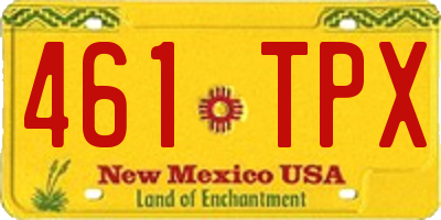 NM license plate 461TPX