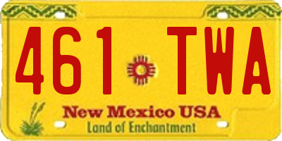NM license plate 461TWA