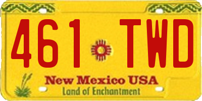 NM license plate 461TWD