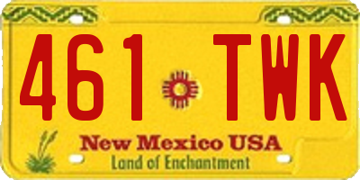 NM license plate 461TWK