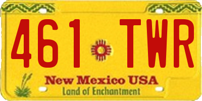 NM license plate 461TWR