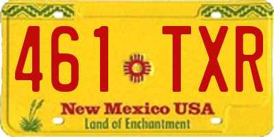 NM license plate 461TXR