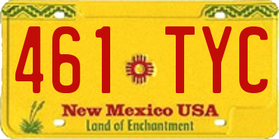 NM license plate 461TYC
