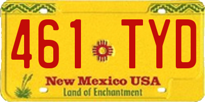 NM license plate 461TYD