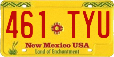 NM license plate 461TYU