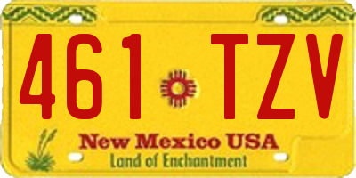 NM license plate 461TZV