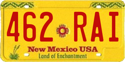 NM license plate 462RAI