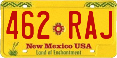 NM license plate 462RAJ