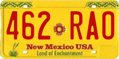 NM license plate 462RAO