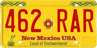 NM license plate 462RAR