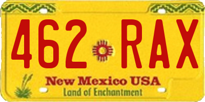 NM license plate 462RAX