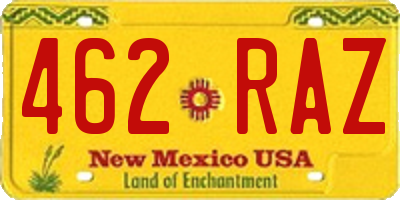 NM license plate 462RAZ