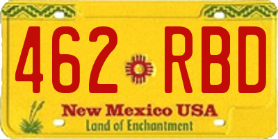 NM license plate 462RBD