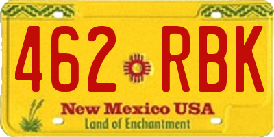 NM license plate 462RBK