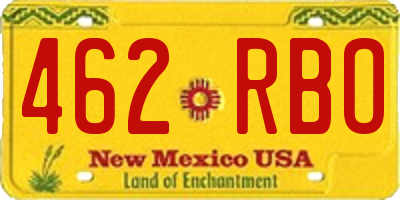NM license plate 462RBO