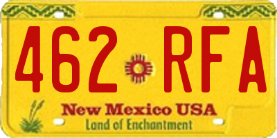 NM license plate 462RFA