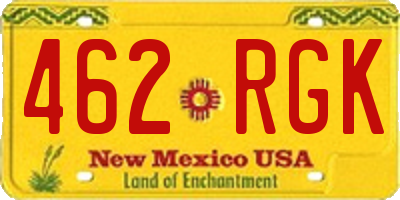 NM license plate 462RGK