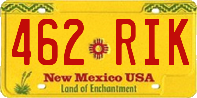 NM license plate 462RIK