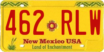 NM license plate 462RLW