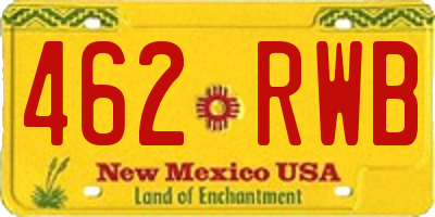 NM license plate 462RWB