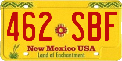 NM license plate 462SBF