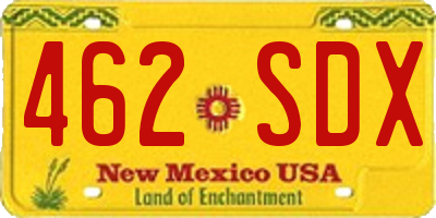 NM license plate 462SDX