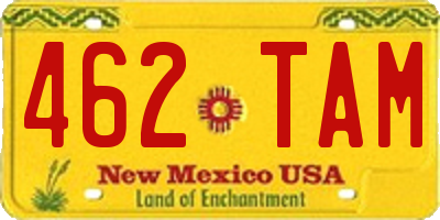 NM license plate 462TAM