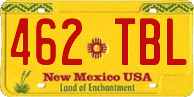 NM license plate 462TBL