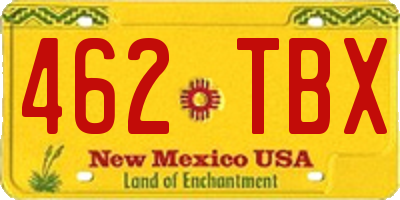 NM license plate 462TBX