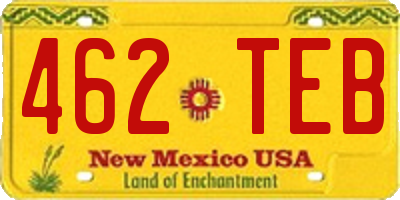 NM license plate 462TEB