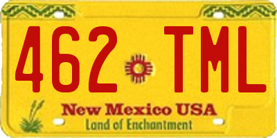 NM license plate 462TML