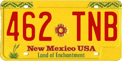 NM license plate 462TNB
