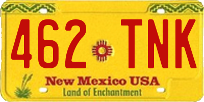 NM license plate 462TNK