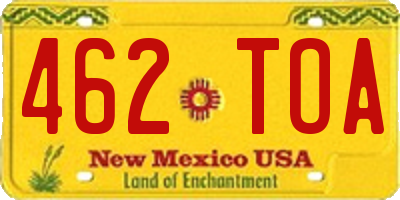 NM license plate 462TOA