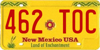 NM license plate 462TOC