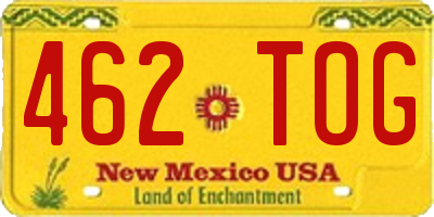 NM license plate 462TOG