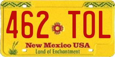NM license plate 462TOL
