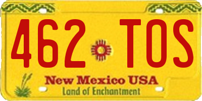NM license plate 462TOS