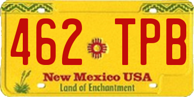 NM license plate 462TPB