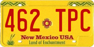 NM license plate 462TPC