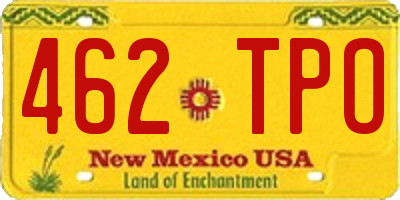 NM license plate 462TPO