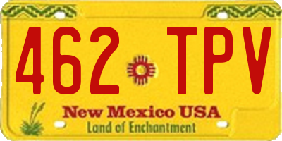 NM license plate 462TPV