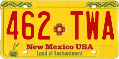 NM license plate 462TWA