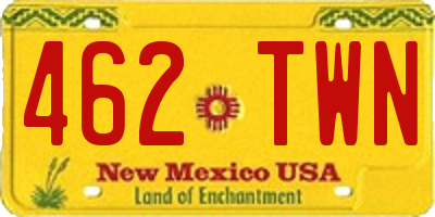 NM license plate 462TWN