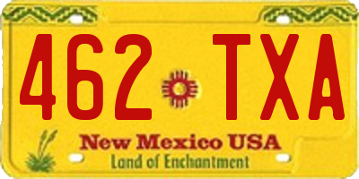 NM license plate 462TXA