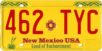 NM license plate 462TYC