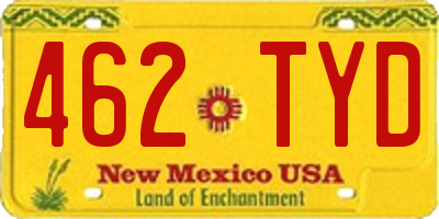 NM license plate 462TYD