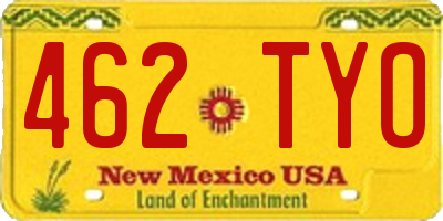 NM license plate 462TYO