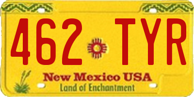 NM license plate 462TYR