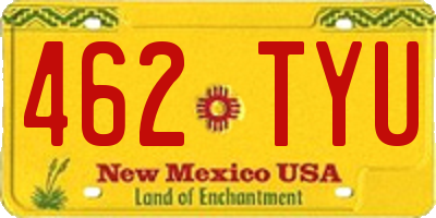 NM license plate 462TYU